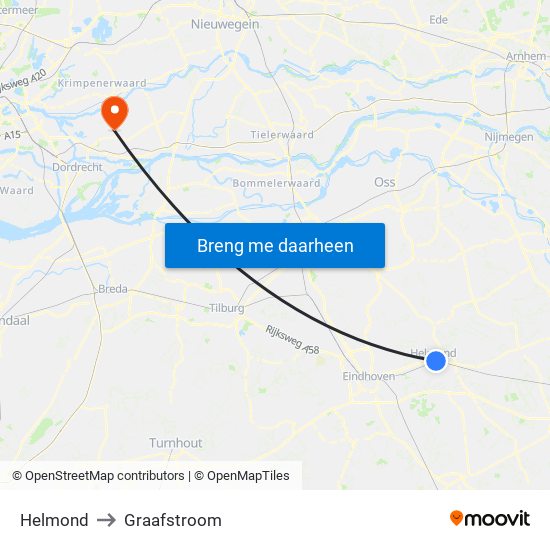 Helmond to Graafstroom map