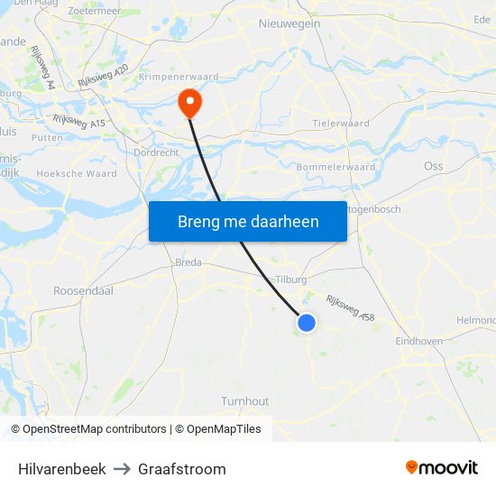 Hilvarenbeek to Graafstroom map