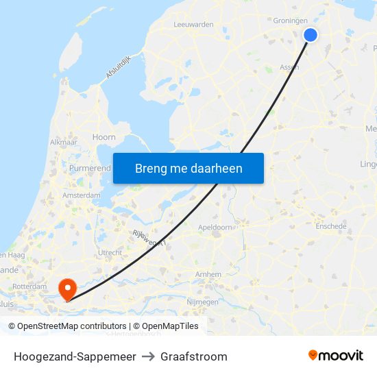 Hoogezand-Sappemeer to Graafstroom map