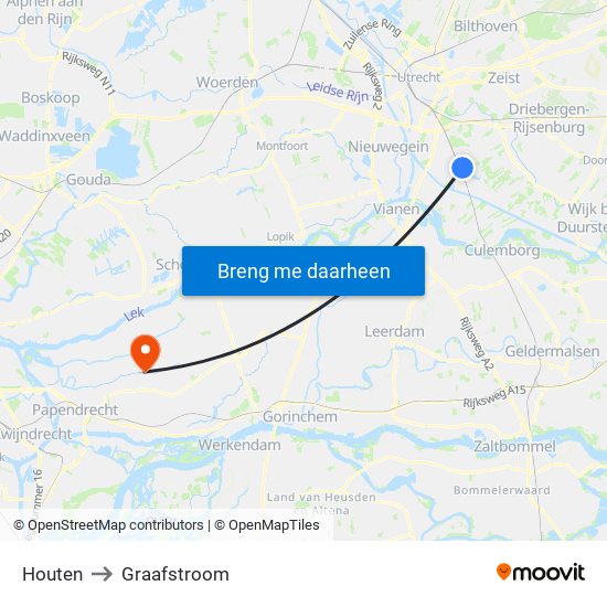 Houten to Graafstroom map