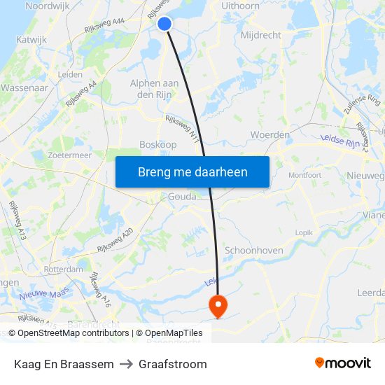 Kaag En Braassem to Graafstroom map