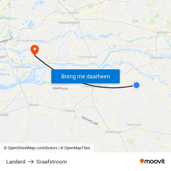 Landerd to Graafstroom map