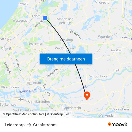Leiderdorp to Graafstroom map