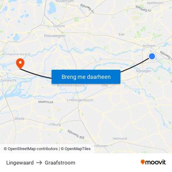 Lingewaard to Graafstroom map
