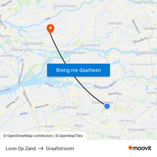 Loon Op Zand to Graafstroom map