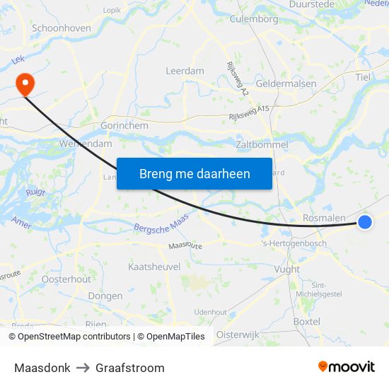 Maasdonk to Graafstroom map