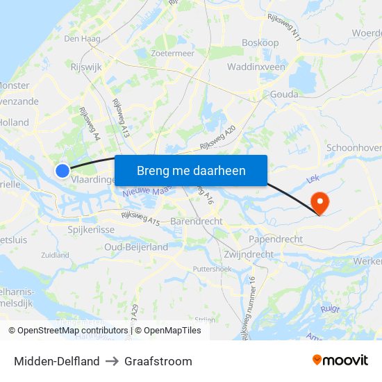 Midden-Delfland to Graafstroom map