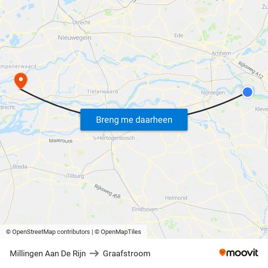 Millingen Aan De Rijn to Graafstroom map