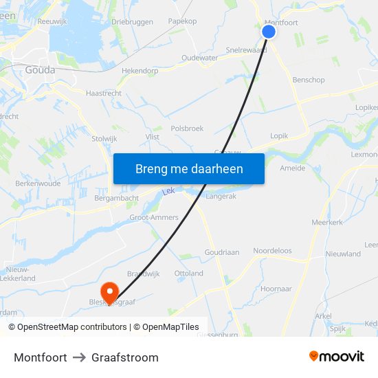 Montfoort to Graafstroom map