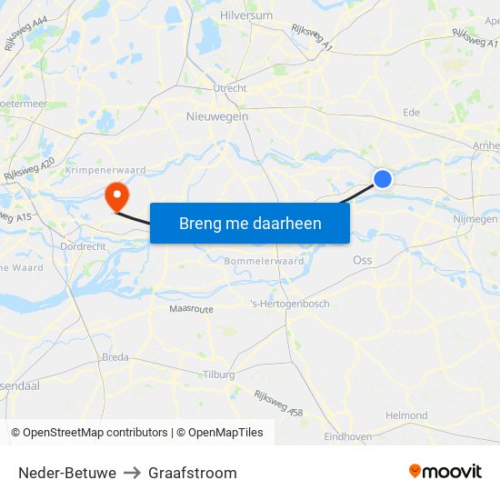 Neder-Betuwe to Graafstroom map