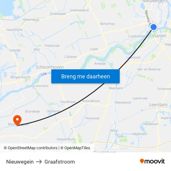 Nieuwegein to Graafstroom map