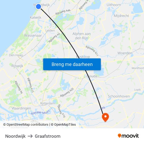Noordwijk to Graafstroom map