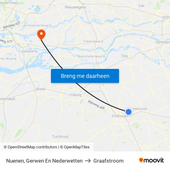 Nuenen, Gerwen En Nederwetten to Graafstroom map