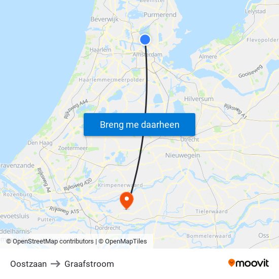 Oostzaan to Graafstroom map