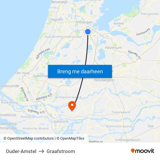 Ouder-Amstel to Graafstroom map