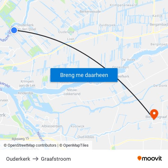 Ouderkerk to Graafstroom map