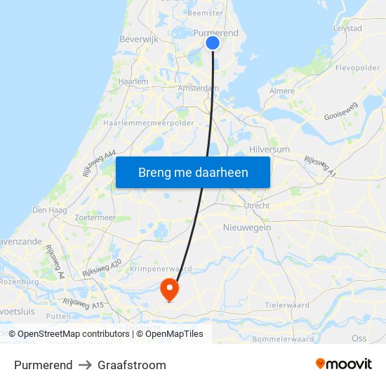 Purmerend to Graafstroom map