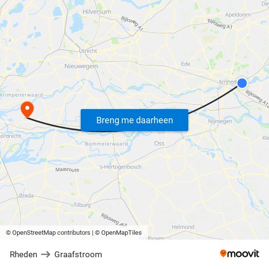 Rheden to Graafstroom map