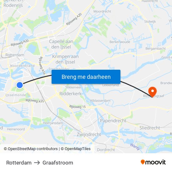 Rotterdam to Graafstroom map
