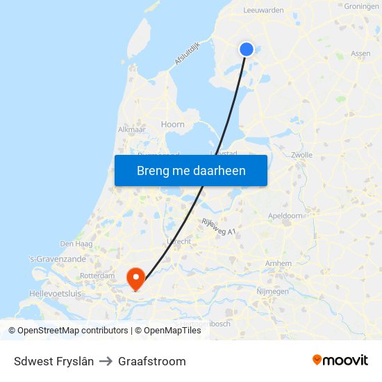 Sdwest Fryslân to Graafstroom map