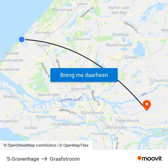 'S-Gravenhage to Graafstroom map