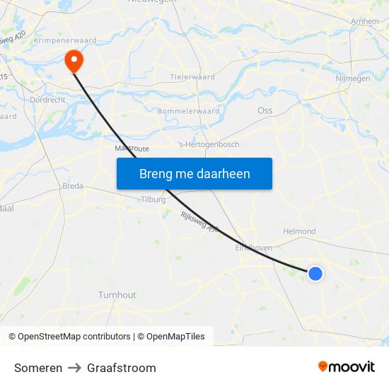 Someren to Graafstroom map
