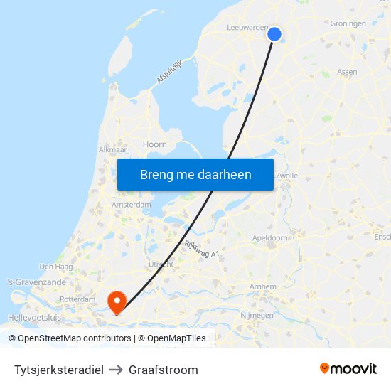 Tytsjerksteradiel to Graafstroom map