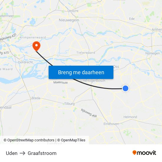 Uden to Graafstroom map