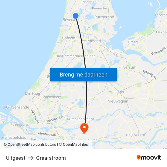 Uitgeest to Graafstroom map