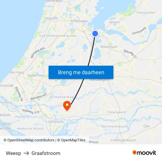 Weesp to Graafstroom map