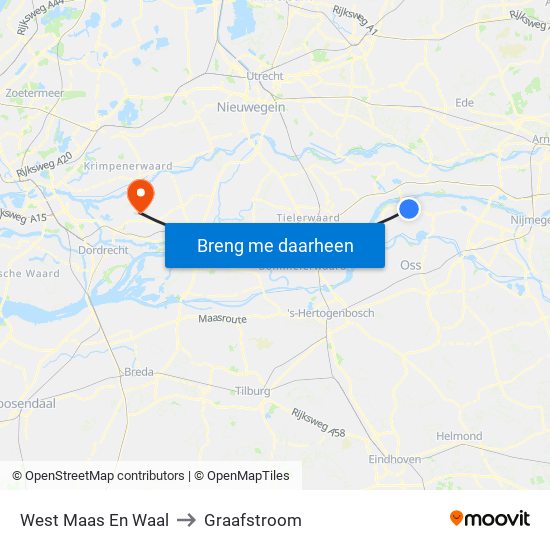 West Maas En Waal to Graafstroom map