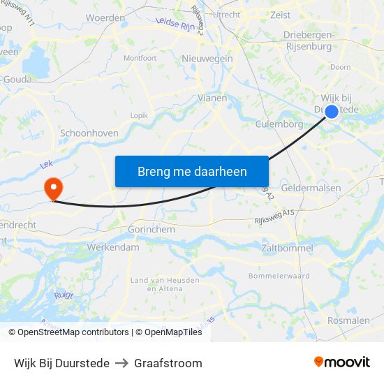 Wijk Bij Duurstede to Graafstroom map