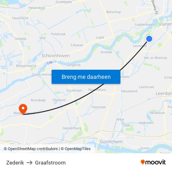 Zederik to Graafstroom map