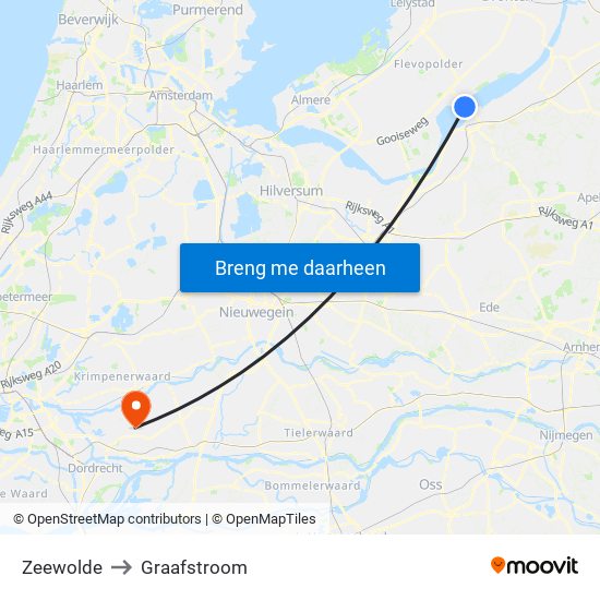 Zeewolde to Graafstroom map