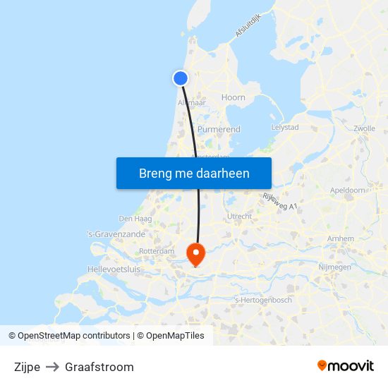 Zijpe to Graafstroom map