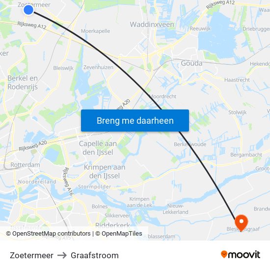 Zoetermeer to Graafstroom map