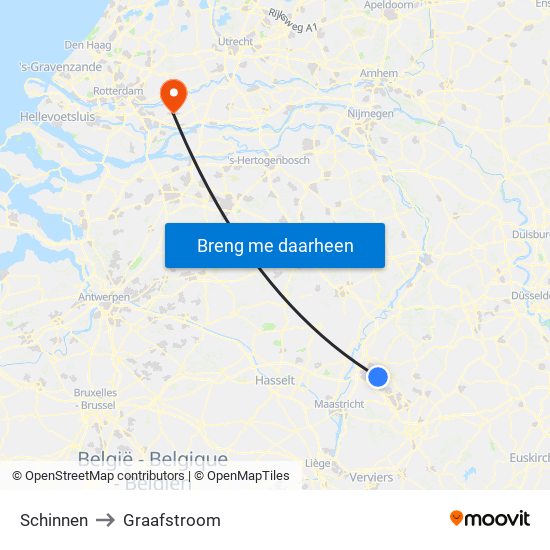 Schinnen to Graafstroom map