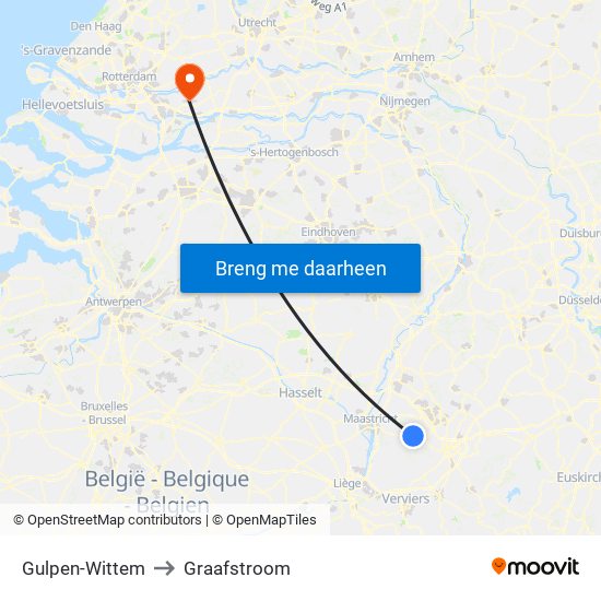 Gulpen-Wittem to Graafstroom map