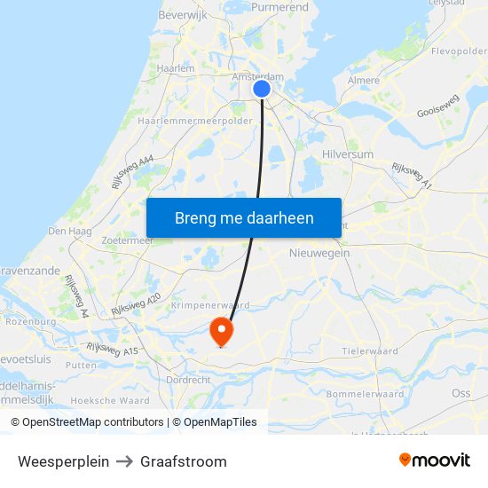 Weesperplein to Graafstroom map
