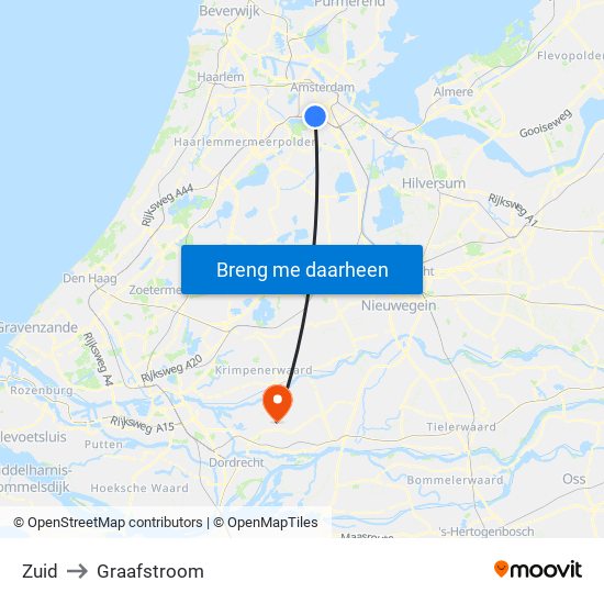 Zuid to Graafstroom map