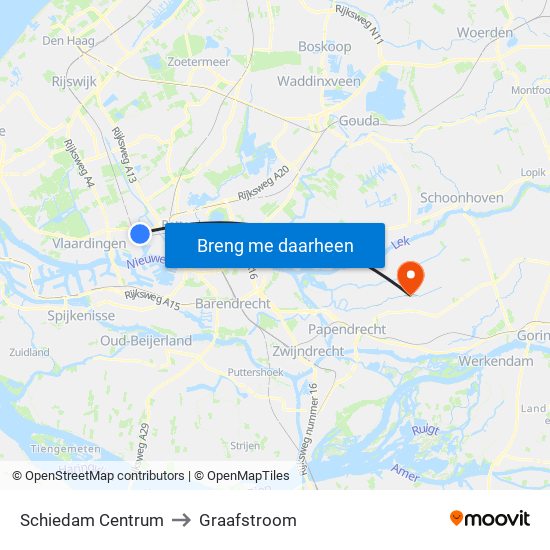 Schiedam Centrum to Graafstroom map