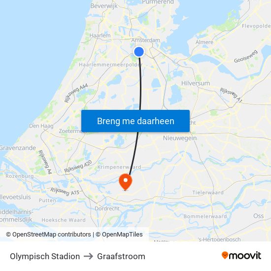 Olympisch Stadion to Graafstroom map