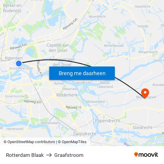 Rotterdam Blaak to Graafstroom map