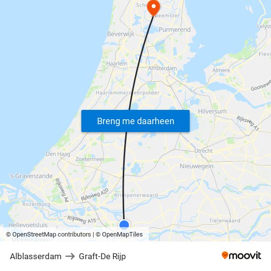 Alblasserdam to Graft-De Rijp map