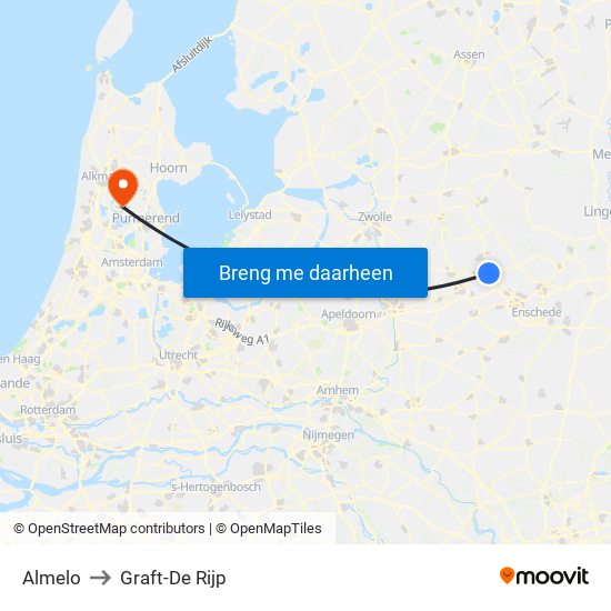Almelo to Graft-De Rijp map
