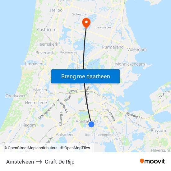 Amstelveen to Graft-De Rijp map