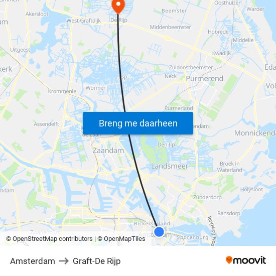 Amsterdam to Graft-De Rijp map