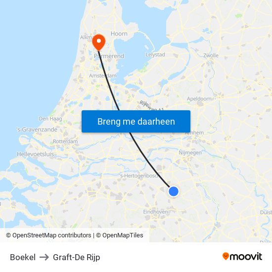 Boekel to Graft-De Rijp map