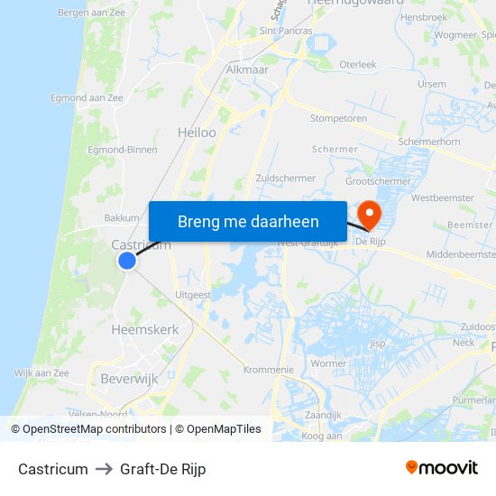 Castricum to Graft-De Rijp map