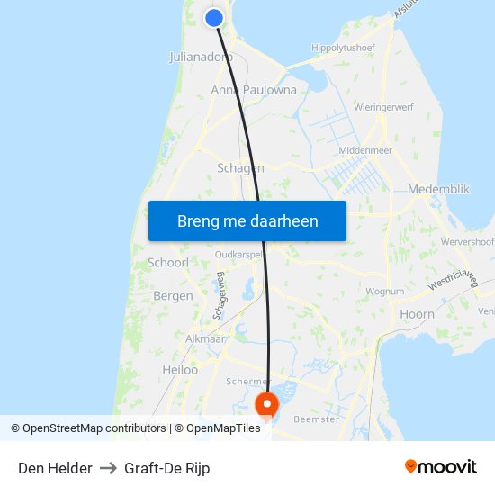 Den Helder to Graft-De Rijp map